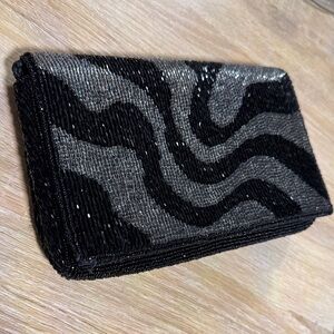 Walborg Black and Silver Beaded Wristlet